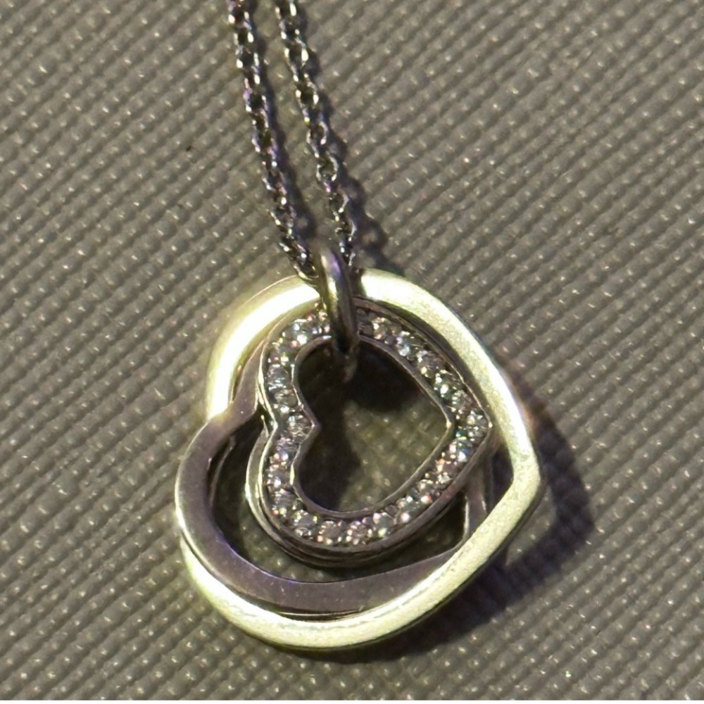 Silver Heart Pendant Necklace cubic zirconia